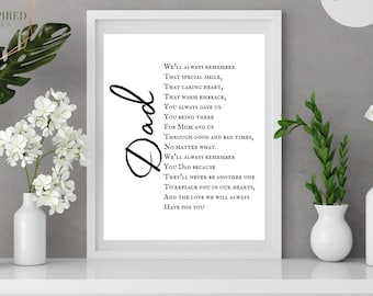 Dad Memorial Poem Print: Funeral Remembrance (Digital Download)