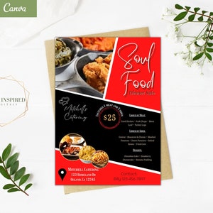 Soul-Food-Flyer. Abendessen Verkauf Gastro Werbung. 18x18cm