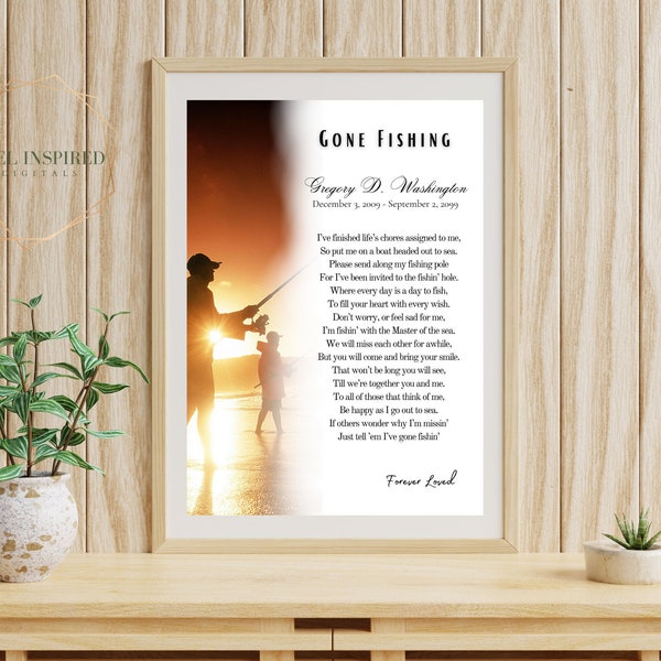 Gone Fishing Funeral Poem Etsy