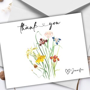 Bloemenbedankkaarten – set platte briefpapierkaarten met enveloppen – elegant bloemontwerp voor bruiloften, douches of persoonlijk gebruik