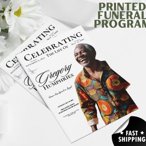 Brochura do Programa Funerário | Livreto impresso e enviado, dobrado, tamanho 5,5 x 8,5 polegadas | Ordem de Serviço | Panfleto de Serviço Memorial