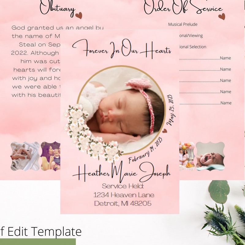 Infant Funeral Program - Etsy