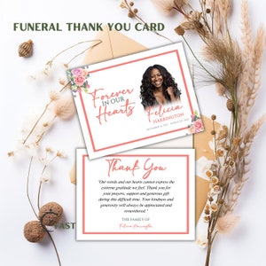 Gepersonaliseerde bedankkaartjes | Roze bloemen | Aangepaste herdenkingsaandenken | Erkenningskaart | Bedrukt, inclusief enveloppen