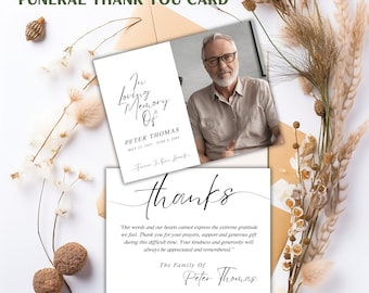 Personalized Sympathy Thank You Cards | Minimalist with Picture | Custom Memorial Keepsake | Acknowledgement | Printed |Envelopes Included