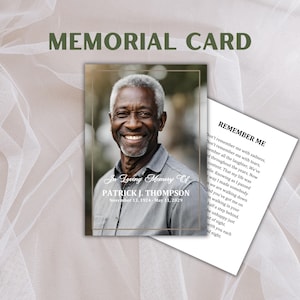 Cartes commémoratives/de prière personnalisées | Pleine photo/bordure dorée | Souvenir commémoratif personnalisé | Souvenir funéraire | Imprimé | Papier laminé ou cartonné