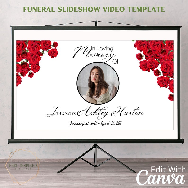 Red Roses Funeral Slideshow Presentation Memorial Video. Etsy