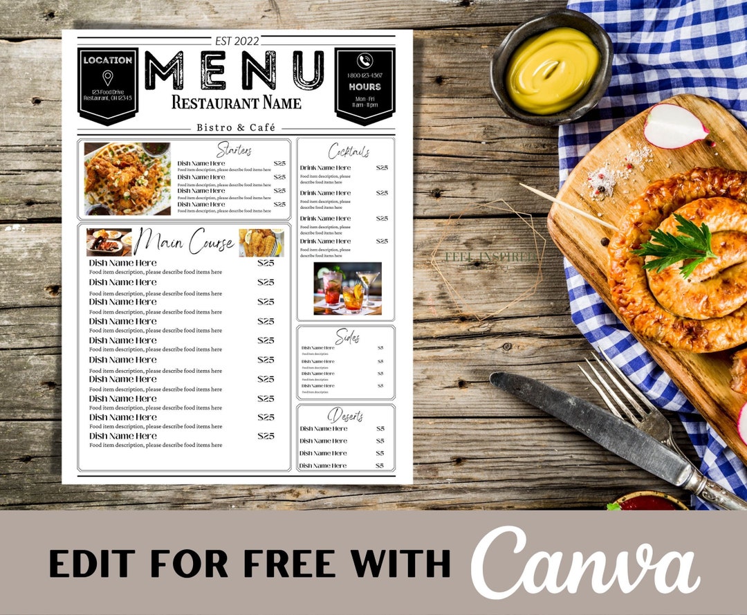 Editable Restaurant Food Menu Canva Template. Price List Etsy Editable Restaurant Food Menu Canva Template. Price List Etsy