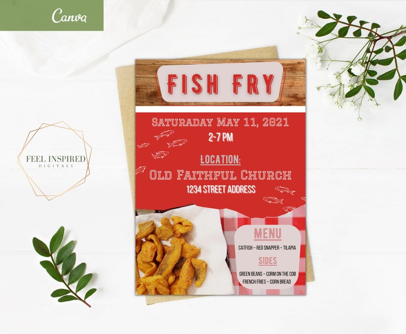 Fish Fry Dinner Sale Flyer. 5x7 Digital Download DIY Canva Etsy