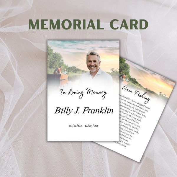 Gone Fishing Memorial Cards Etsy
