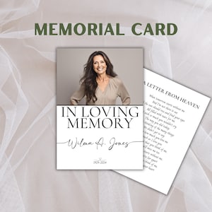 Cartões de oração personalizados | Lembrança fotográfica personalizada 'Em memória amorosa' | Lembrança de funeral | Impresso | Laminado ou papel cartão