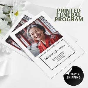 Programa Funerário | Brochura impressa e enviada, livreto dobrado de 5,5 x 8,5 polegadas | Ordem de Serviço | Panfleto de Serviço Memorial