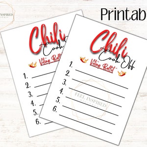 Chili Cook-off Voting Ballot. 8.5x11 Digital Printable Sheet - Etsy