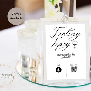 Bartender Feeling Tipsy Tip Sign. Virtual Tip Jar. Scan to pay Canva Template