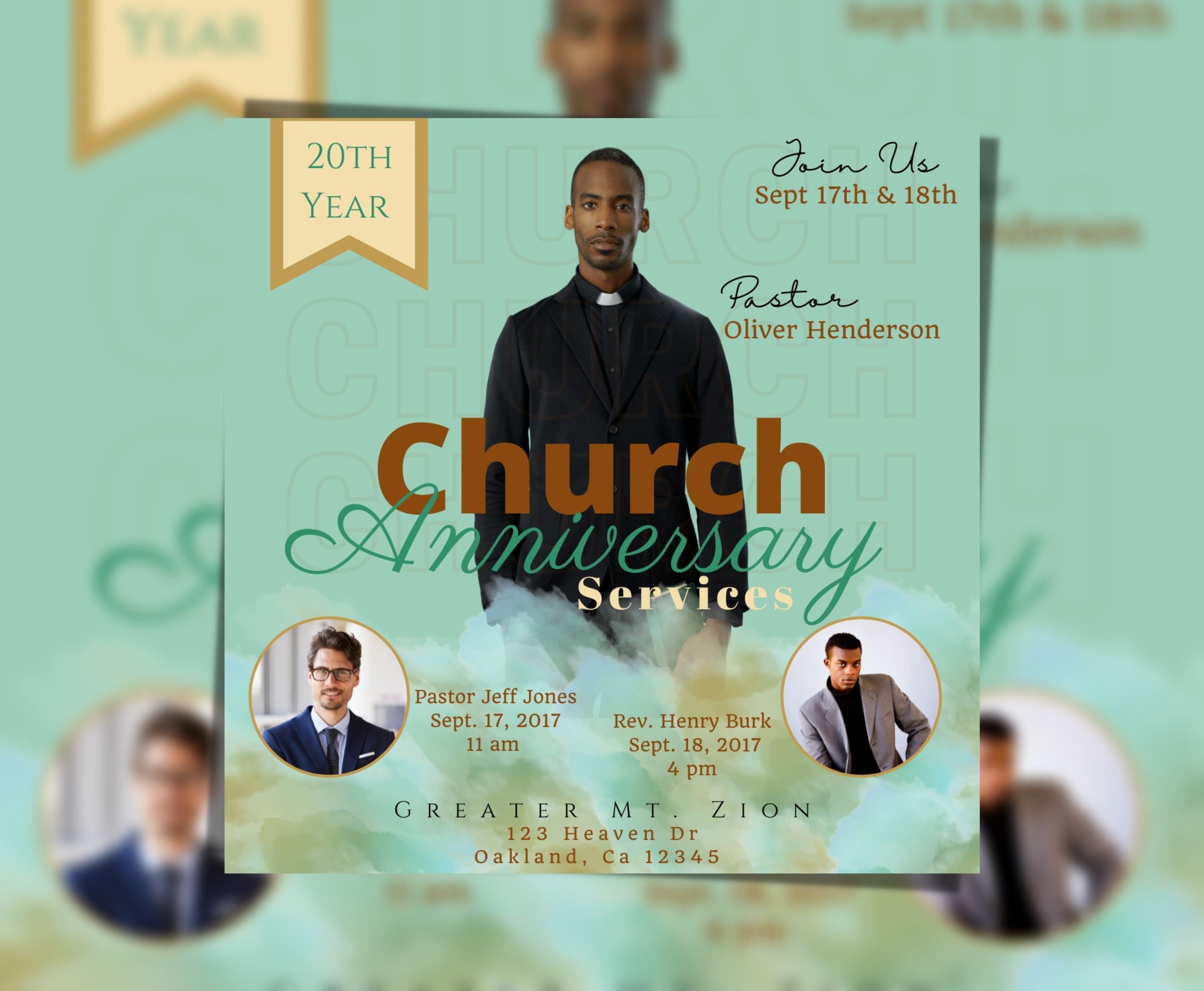Church Anniversary Flyer Template for Canva. DIY Church Conference ...