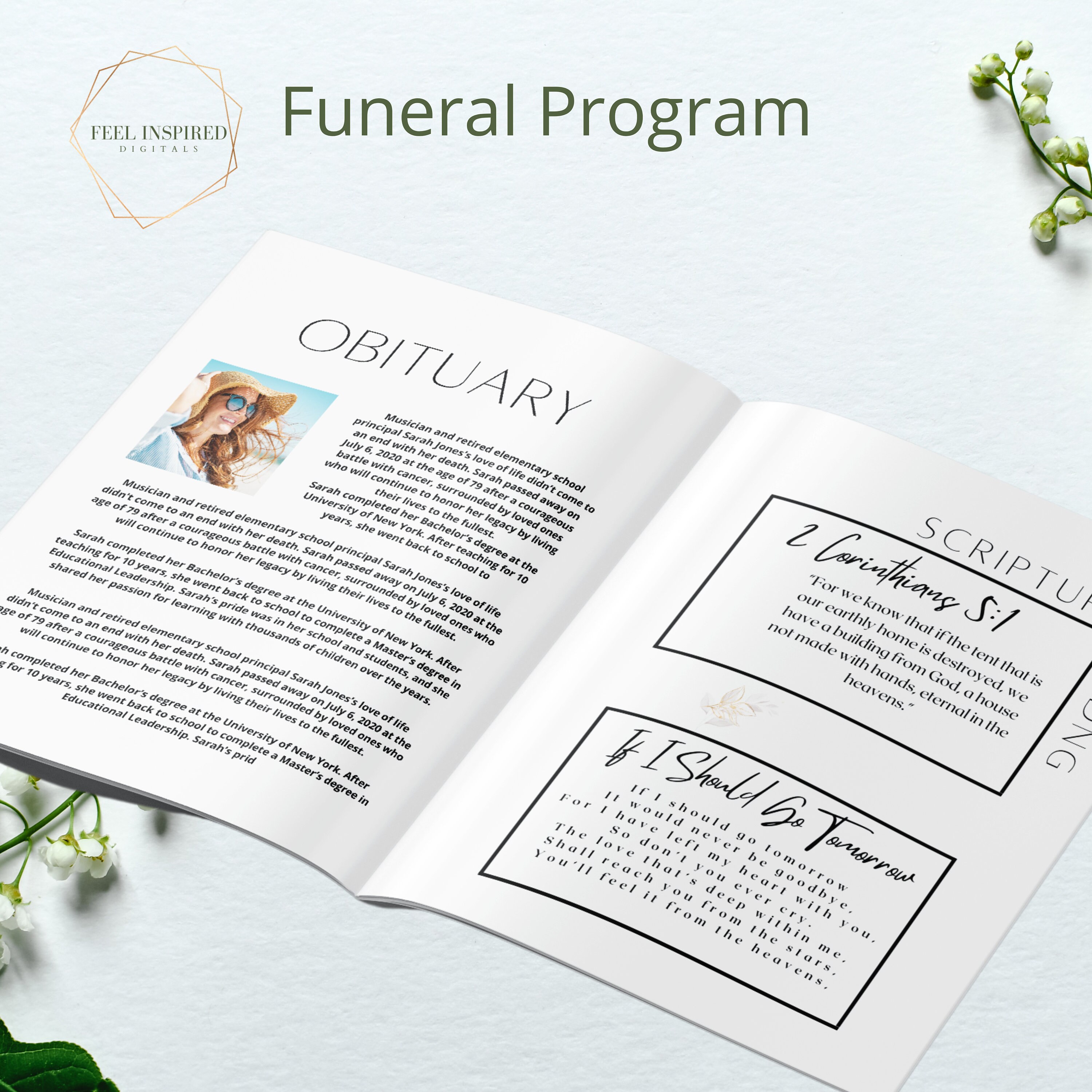 Modern Funeral Programs Examples Modern Funeral Program Template: 8-page Obituary (canva Editable) - Etsy