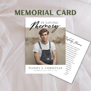 Cartes commémoratives/de prière personnalisées | Souvenir commémoratif personnalisé | Souvenir funéraire | Imprimé | Papier laminé ou cartonné
