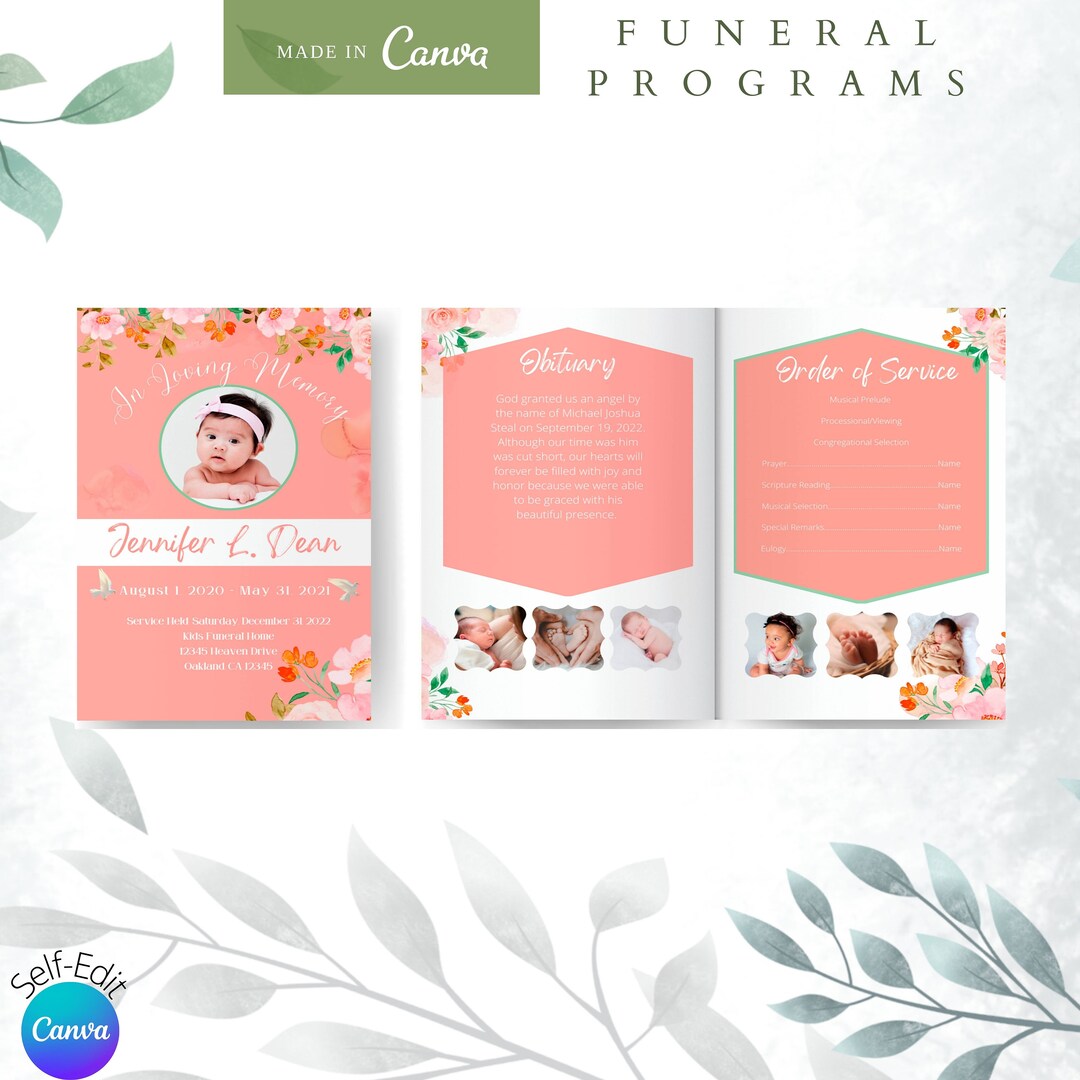 Buy Baby/child Funeral Program Template. Infant Obituary. Editable ...