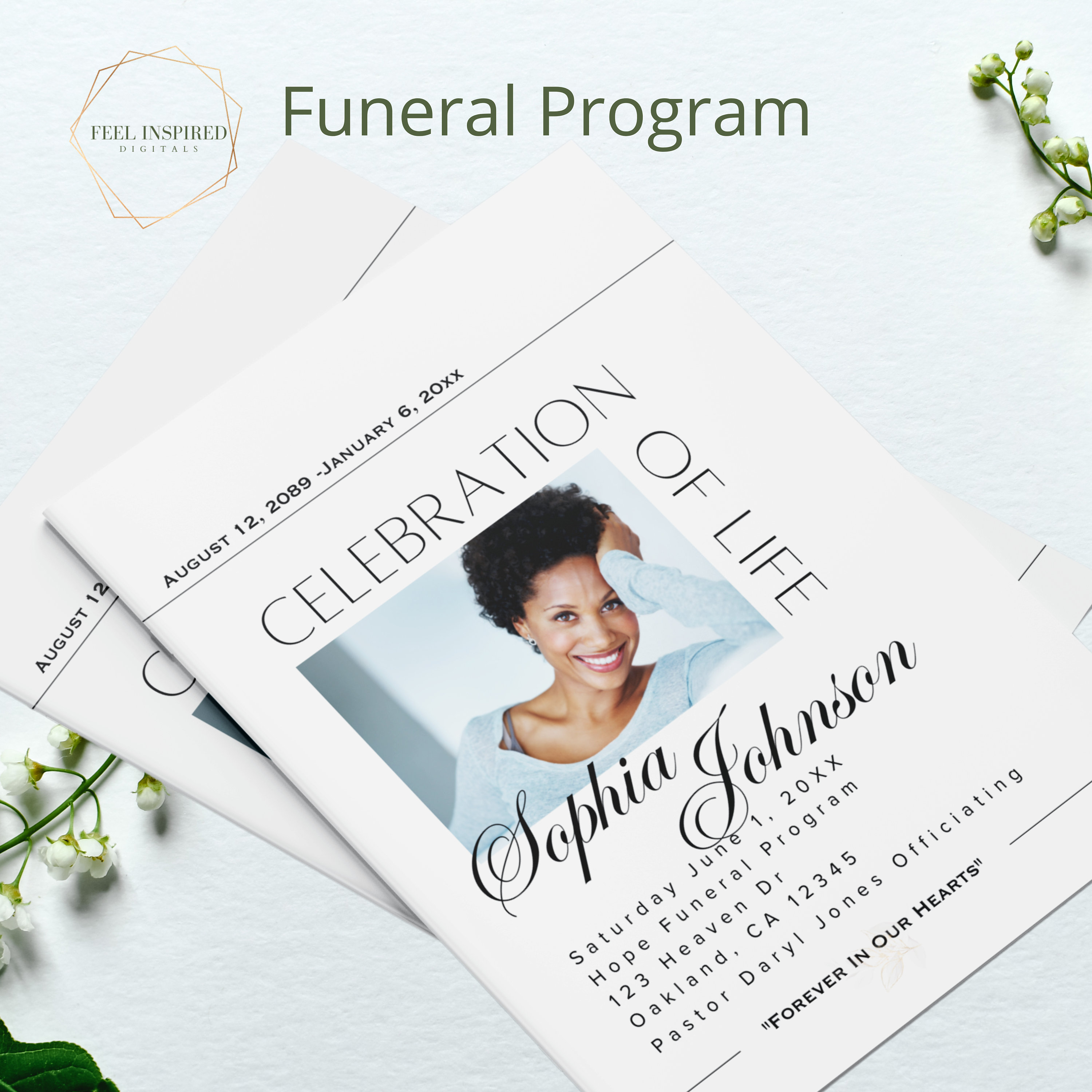 Modern Funeral Programs Examples Modern Funeral Program Template: 8-page Obituary (canva Editable) - Etsy