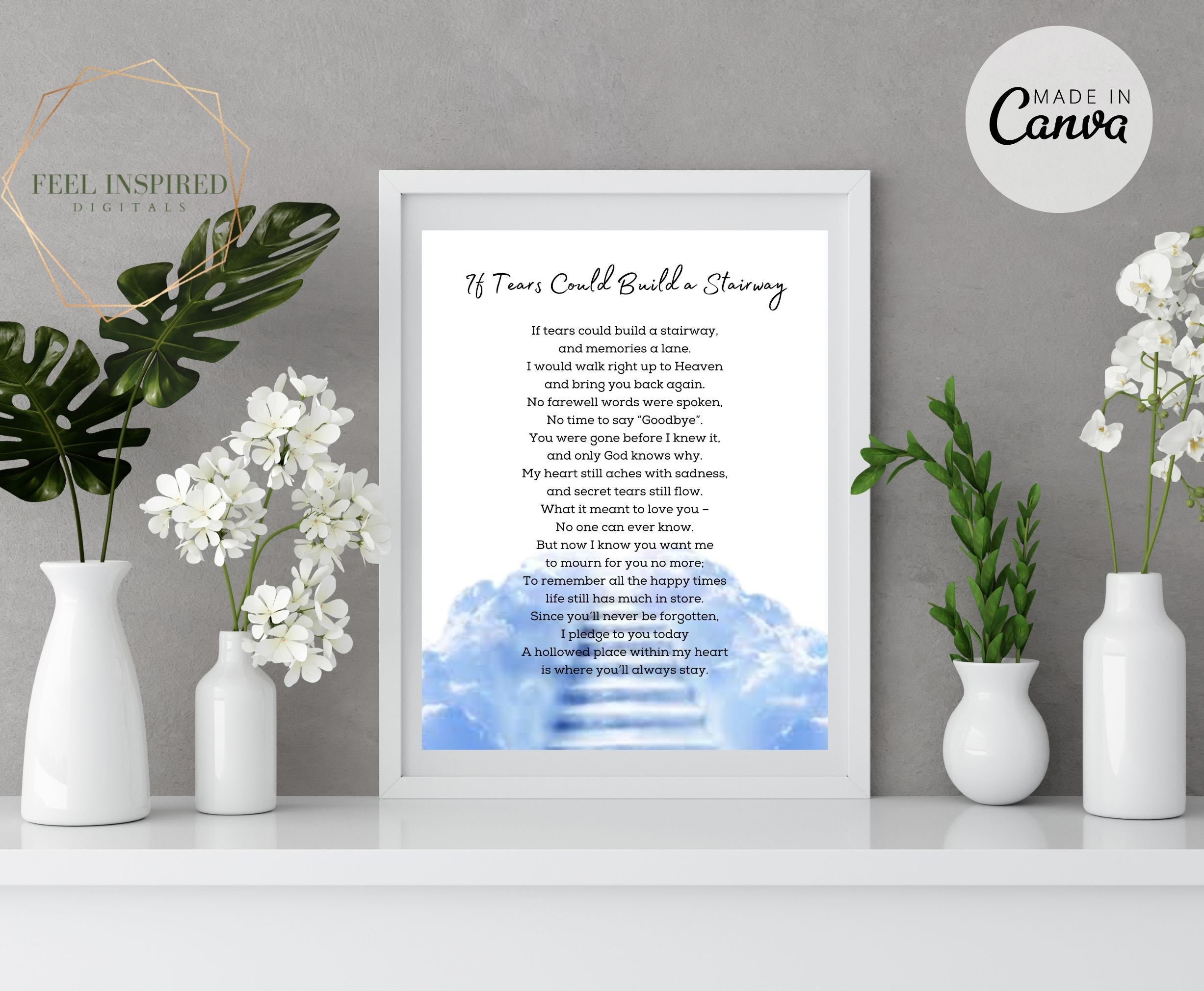 If Tears Could Build a Stairway Memorial Poem Celebration of - Etsy