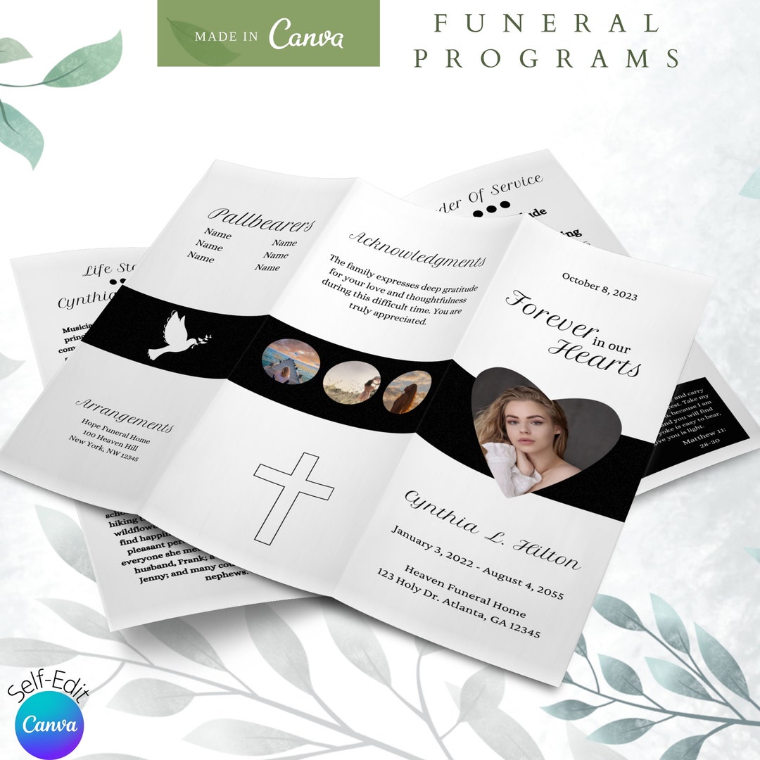 Heart Funeral Program Brochure. Trifold Etsy