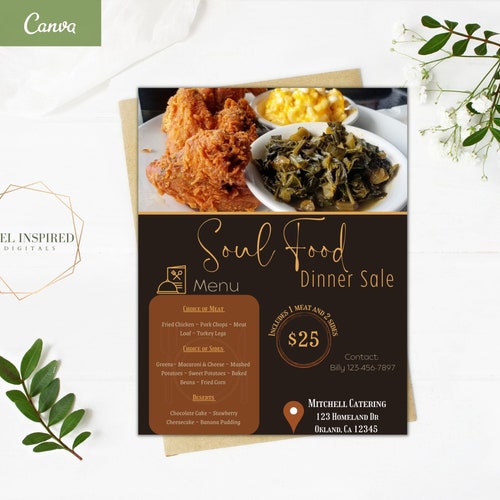 Soul Food Menu Flyer Template Food Dinner Fundraising Flyer Etsy Soul Food Menu Flyer Template Food Dinner Fundraising Flyer Etsy