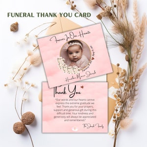 Gepersonaliseerde bedankkaartjes | Roze babymeisje | Volledige foto | Aangepaste herdenkingsaandenken | Waarderingskaart | Bedrukt met enveloppen