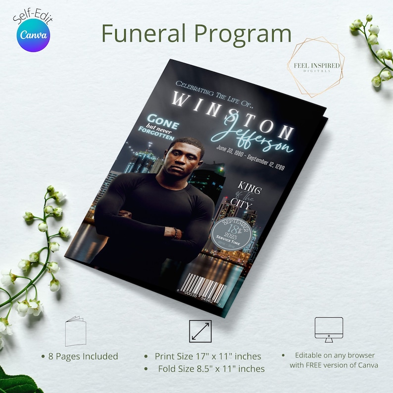 8 Page Elegant Magazine Style Funeral/memorial Program. Canva Etsy 8 Page Elegant Magazine Style Funeral/memorial Program. Canva Etsy