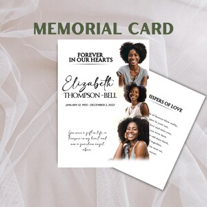 Cartes commémoratives/de prière personnalisées | Photo souvenir personnalisée | à jamais dans nos coeurs | Souvenir funéraire | Imprimé | Papier laminé ou cartonné