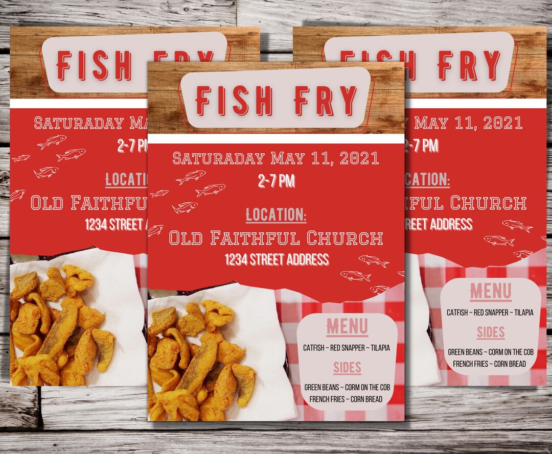 Fish Fry Dinner Sale Flyer. 5x7 Digital Download DIY Canva Template Etsy