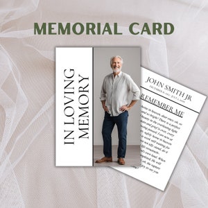 Tarjetas conmemorativas personalizadas / Recuerdo fotográfico / Recuerdo de oración fúnebre / Impreso / Laminado o Cartulina / 4 Tamaños
