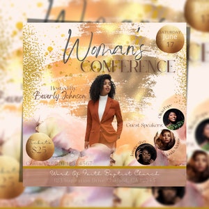 Folheto da Conferência das Mulheres da Igreja, Folheto do Brunch, Modelo Canva, Anúncio nas Redes Sociais