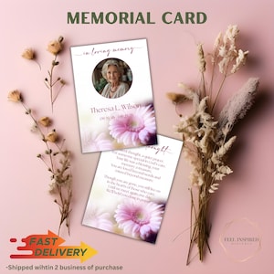 CARTES COMMÉMORATIVES IMPRIMÉES | Souvenir funéraire personnalisé | Expédition rapide | Papier laminé ou cartonné