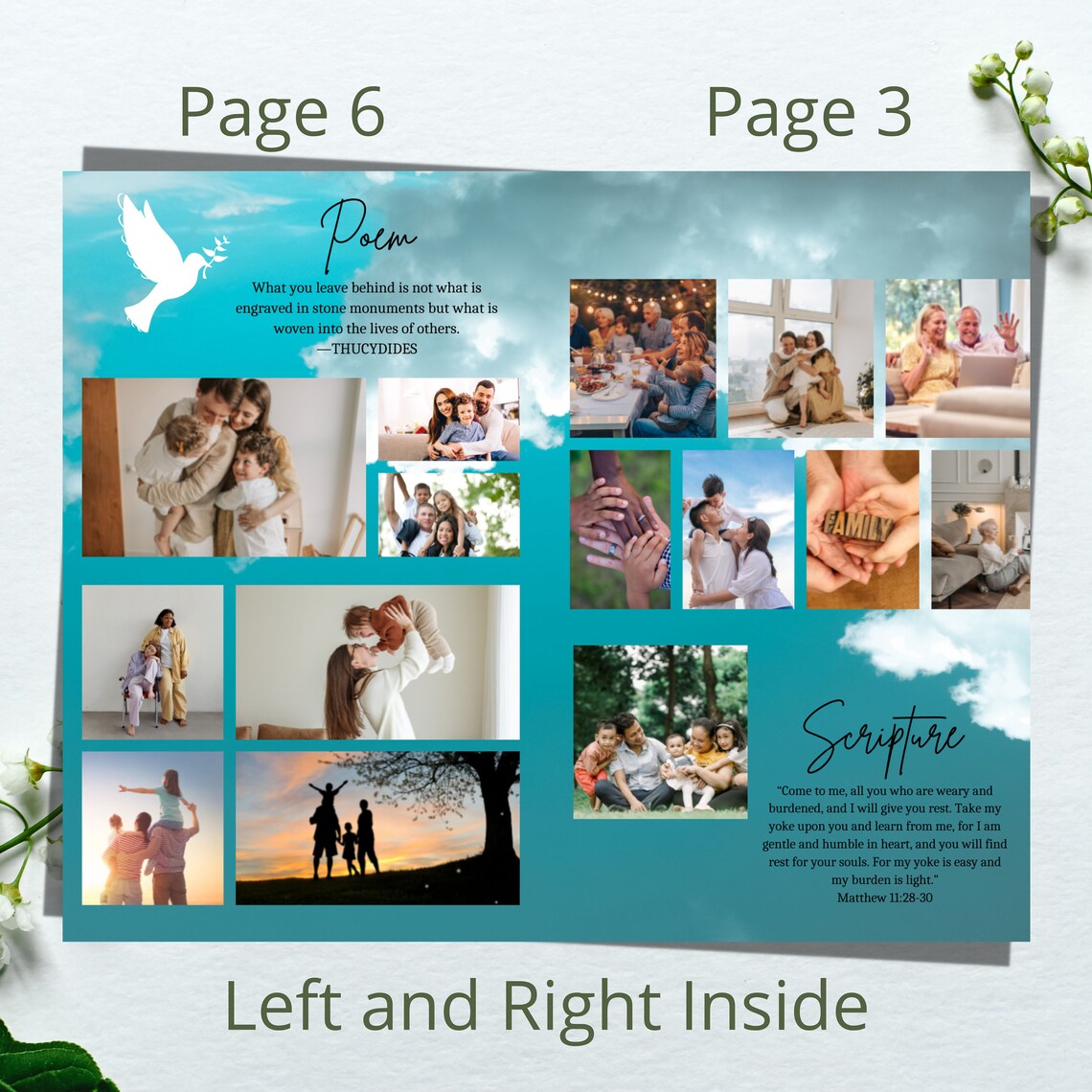 Blue Funeral Program Template. Memorial Service Program With Etsy