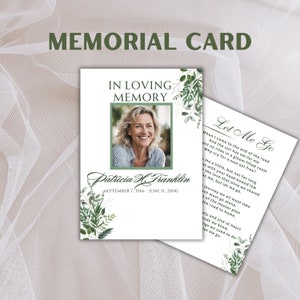 GEDRUKTE herdenkingskaarten | Groen bloemen | Aangepaste herdenkingsaandenken | Begrafenisaandenken | Bedrukt | Gelamineerd of karton