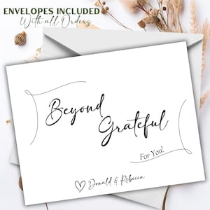 Bedankkaarten – set platte briefpapierkaarten met enveloppen – Beyond Grateful – Gepersonaliseerd voor bruiloften, douches of persoonlijk gebruik