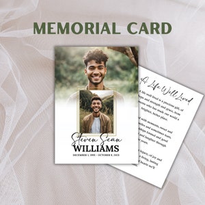 Personalisierte Gebetskarten | Benutzerdefinierte Foto-Memorial-Andenken mit 2 Bildern | Beerdigung Andenken | Gedruckt | Laminiert oder aus Karton