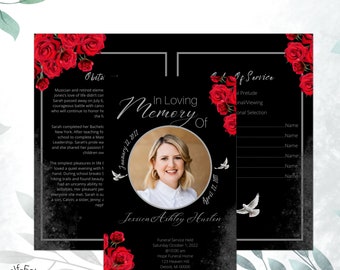 Funeral Program with Roses.