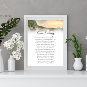Poema memorial da pesca para impressão com imagem. Celebração da Vida. Mesa Funerária de Lembrança Art.