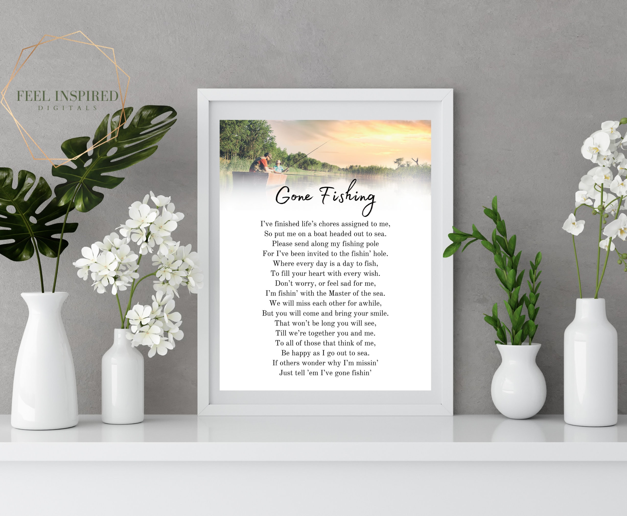 Gone Fishing Memorial Poem Printable With Picture. Celebration of Life