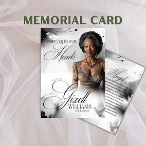 Biglietto commemorativo per funerali – Ricordo per la celebrazione della vita – Opzioni laminate o cartoncino – Biglietto commemorativo per funerali