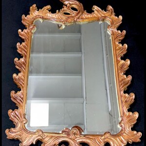 Beautiful Vintage George III Style Carved Giltwood Wall Mirror – Ornate Gold Framed Mirror 17x27 – Classic English Regency Decor