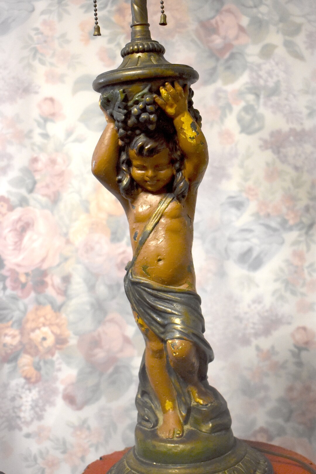 Vintage Rare Armor Bronze Lamp Stamped 29', Angel Lamp, Victorian Lamp