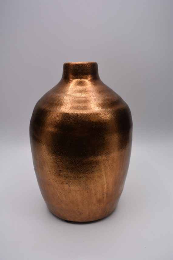 Vintage Gold Vase Gold Decor Vase Gold Vase Gold Vessel Etsy