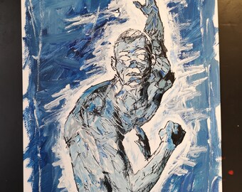 BLUE Runner- Original Gemälde Acryl auf Papier