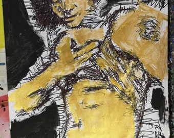 Golden Boys Shirt, MIR_23_09 Piece, Gay art, gayart, pride, prideart, pride art, Lgbtiq, Gold, Frieden, tinte, ink, original, water