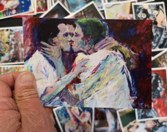 Postcard - Postkarte THE KISSING Pk_9746 SPORTS, Gay art, gayart, pride, pride art, gay card, Socker, Fussball, Dreier, threeway, Football