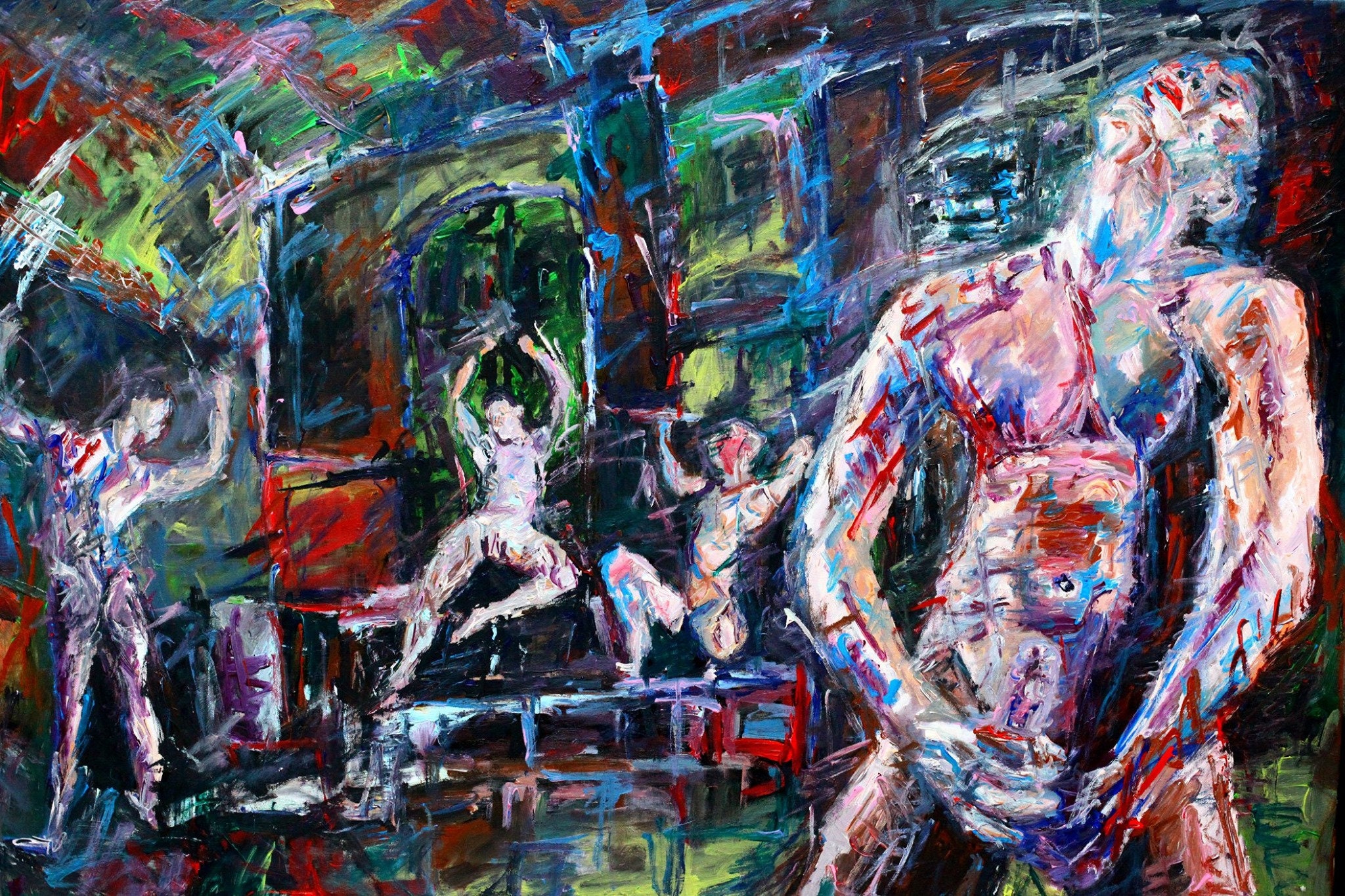 GANG BANG 120_80 Acrylic Canvas Canvas Original Erotic