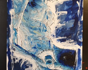 BLUE Torso- Original Gemälde Acryl auf Papier