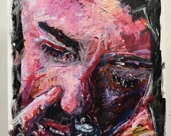 Paperwork Portrait Poppers Man 02- Original Painting Acrylic on Paper 20210921_184855