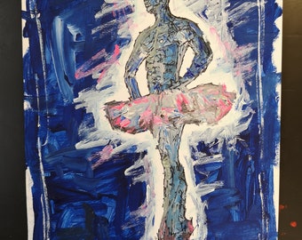 BLUE Ballet Boy - Original Gemälde Acryl auf Papier